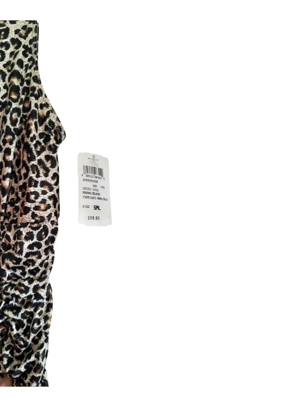 Ruby Rox Leopard Ruched V‑Neck Midi Dress - Black & Cream - Picture 3 of 5